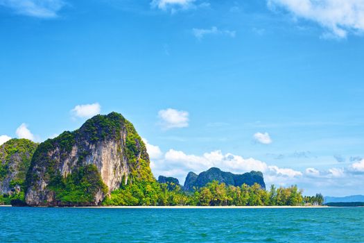 tall cliff with trees at Andaman Sea, Thailand