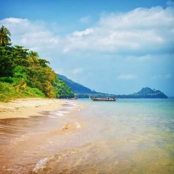 tropical beach with yellow sand, Andaman Sea, Thailand