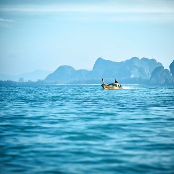 boat in Andaman Sea, Thailand, landscape at sunny day