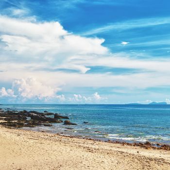 sunny beach with rocks, Andaman Sea, Thailand