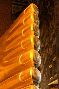 reclining buddha foot in Wat Pho, Bangkok, Thailand