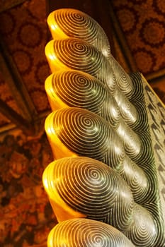 reclining buddha foot in Wat Pho, Bangkok, Thailand