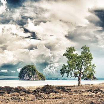 dramatic landscape with stormy clouds in Thailand