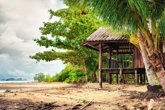 beach and hut in jungle, Koh Lanta, Thailand