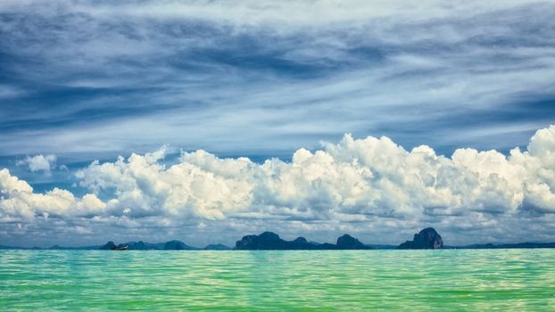 Andaman Sea, Thailand, foggy seascape at early morning