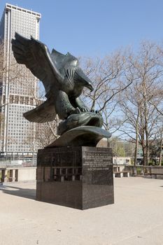 Memorial to sailor lost at sea in Atlantic in Battery Park in Manhattan New York