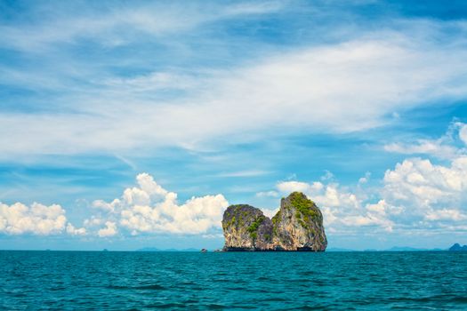 tall cliff with trees at Andaman Sea, Thailand