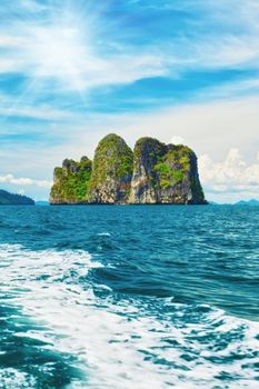 tall cliff with trees at Andaman Sea, Thailand