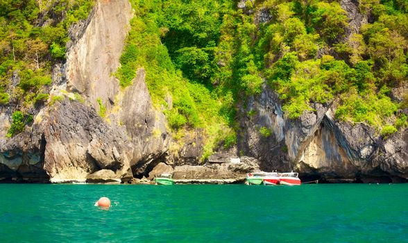 rocky island in Andaman Sea, Krabi, Thailand