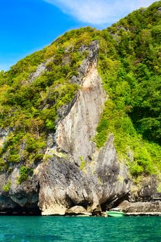 rocky island in Andaman Sea, Krabi, Thailand