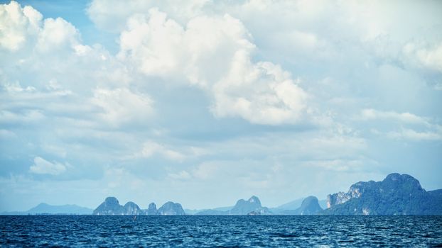 Andaman Sea, Thailand, foggy seascape at early morning