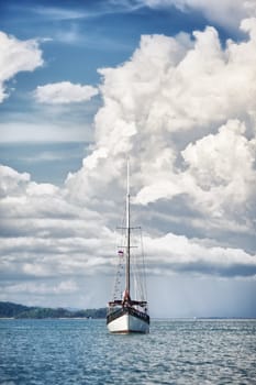 sailing white yacht in Andaman Sea, Thailand