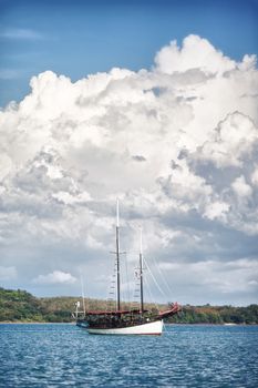 sailing white yacht in Andaman Sea, Thailand