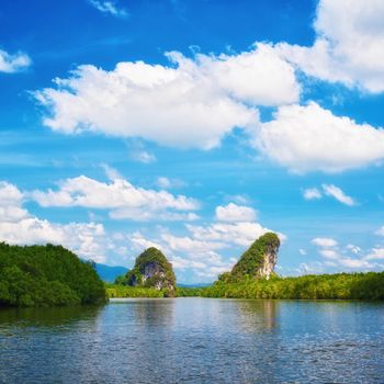 Kanaab Nam Cliffs in Krabi at day, Thailand