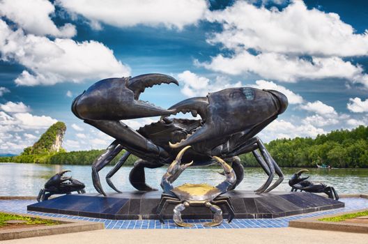 statue of crabs in Krabi, symbol of town, Thailand