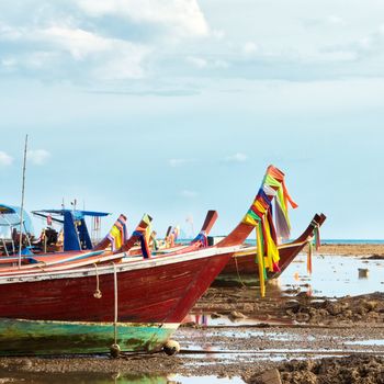 boats on coast, Andaman Sea, Koh Libong, Thailand