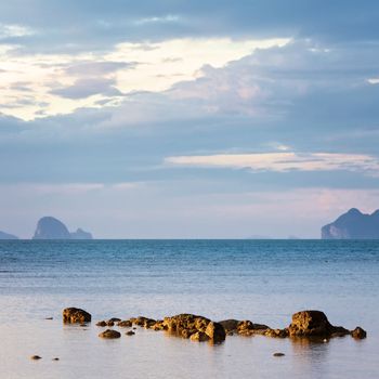 Andaman Sea with islands, Thailand, landscape at evening