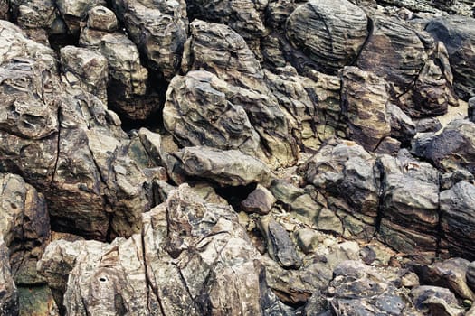 texture of rocks on shore, Thailand, close up