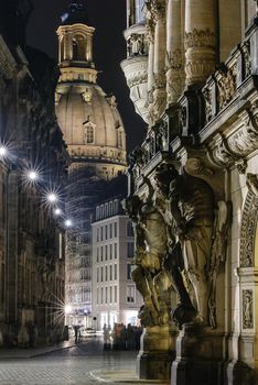 Beautiful perspective of the Frauenkirche from Schlossplatz