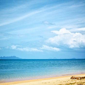 tropical beach with yellow sand, Andaman Sea, Thailand