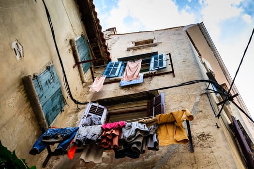 Narrow Stone Street of Old Rovinj, Croatia