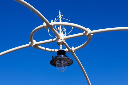 Close up detail of the distinctive lights on the pier in Southport England