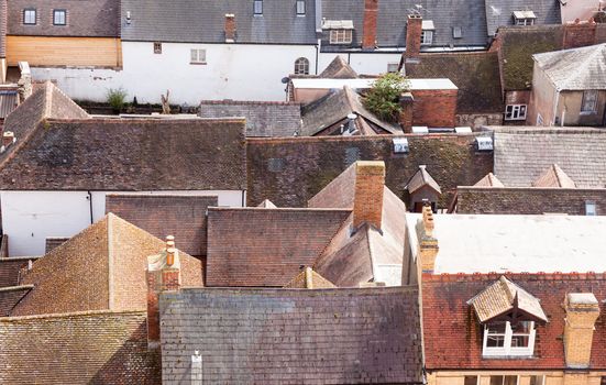 Many roofs of old buildings and homes in Ludlow Shropshire