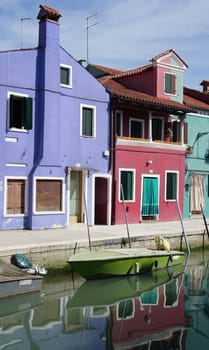 View of the island of Burano near Venice in Italy