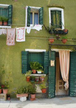 View of the island of Burano near Venice in Italy