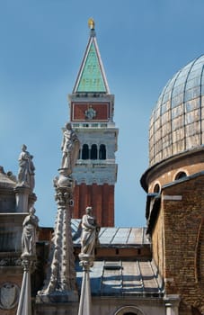 Statues of the Cathedral of San Marco in Venice. Italy