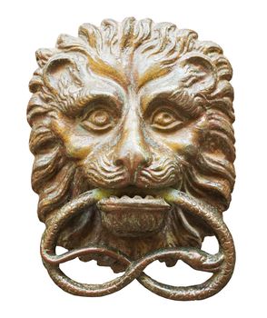 The bronze door handle in the form of a lion's head from Venice