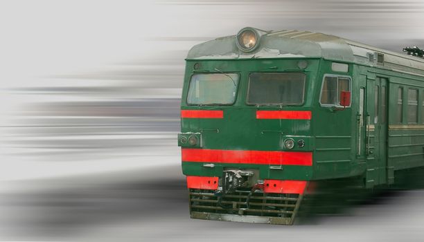 The electric train on the railway in Russia