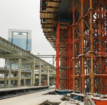 View of car racks constructed in Moscow