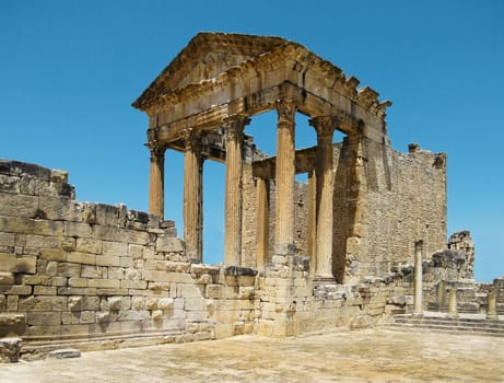 Ruins of anchient roman city Dougga in Tunisia