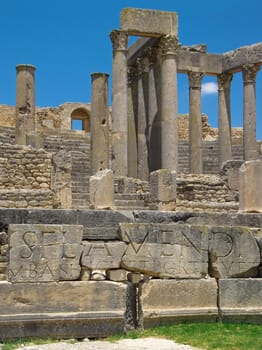 Ruins of anchient roman city Dougga in Tunisia