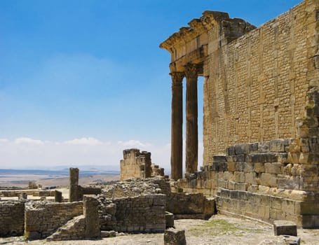 Ruins of anchient roman city Dougga in Tunisia