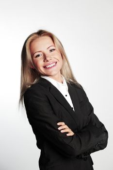 business woman on a gray background