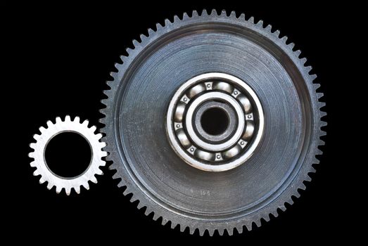 Gear wheels on black background