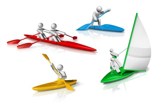 sports symbols icons series 3 on 9, canoe, kayak, rowing, sailing