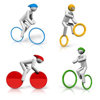 sports symbols icons series 5 on 9, cycling, BMX, mountain bike, road, track