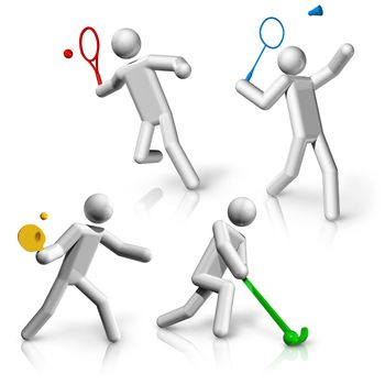 sports symbols icons series 9 on 9, tennis, badminton, table tennis, hockey
