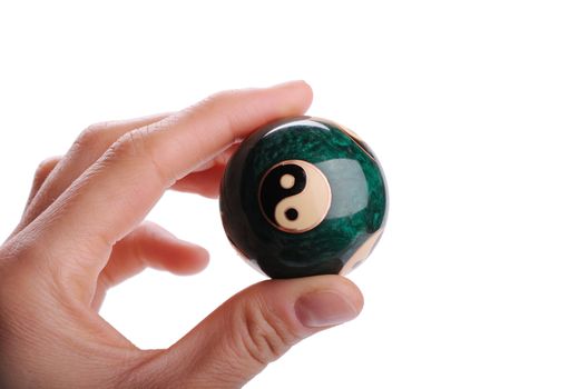Chinese ball for meditation in hand isolated