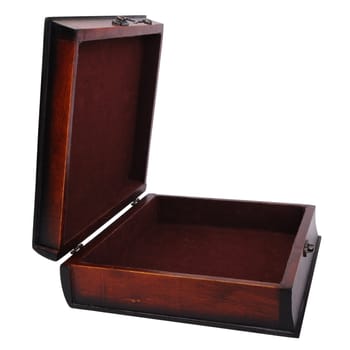dark brown box opened. isolated over white background