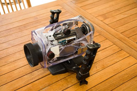 broken camera underwater box
