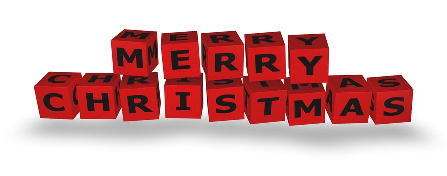 Merry Christmas Cubes in 3D red cubes