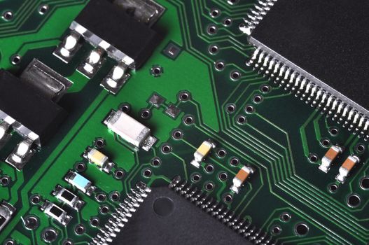 Close-up of a circuit board from a computer