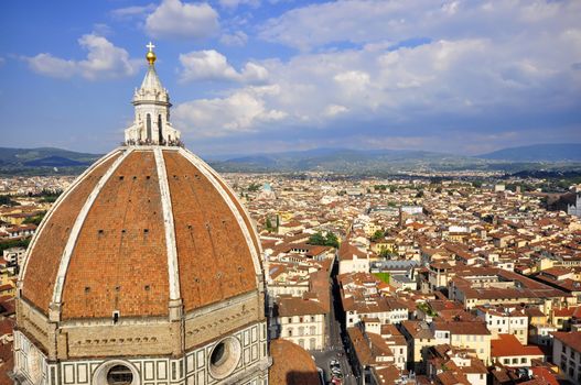 View of the Duomo and the town of Florence, in the Italian Tuscany.