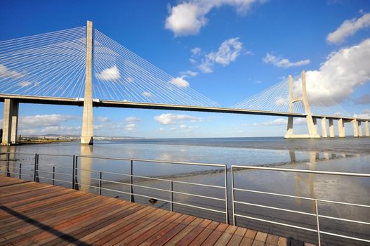 Vasca da Gama Bridge in Lisbon, Portugal.