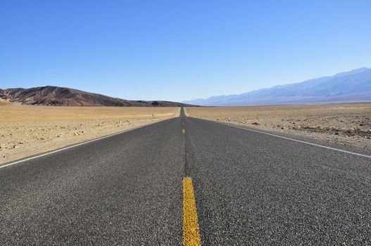 Straight road in death valley