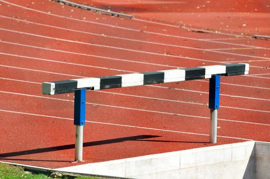 Detail of an hurdle in an athletics running track
